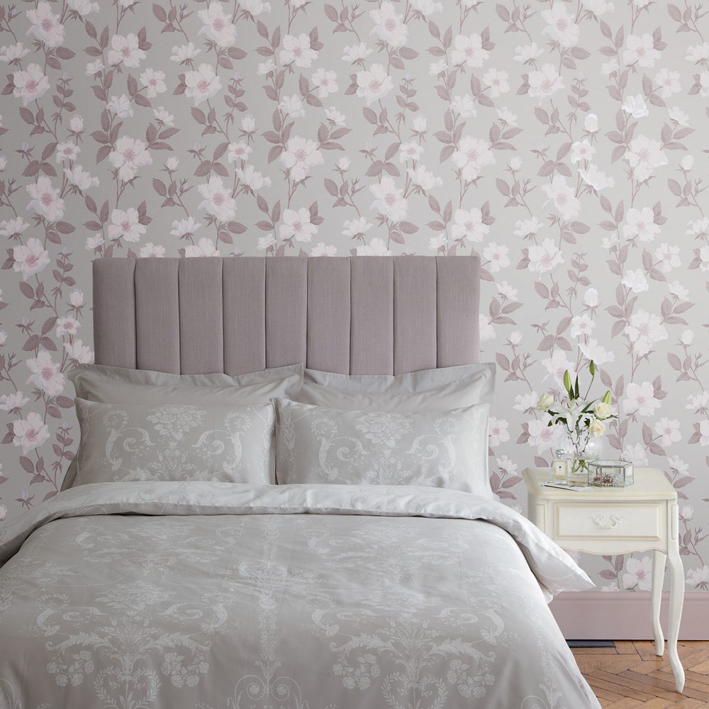 Fleurir Floral Wallpaper 114918 by Laura Ashley in Sugared Violet Purple